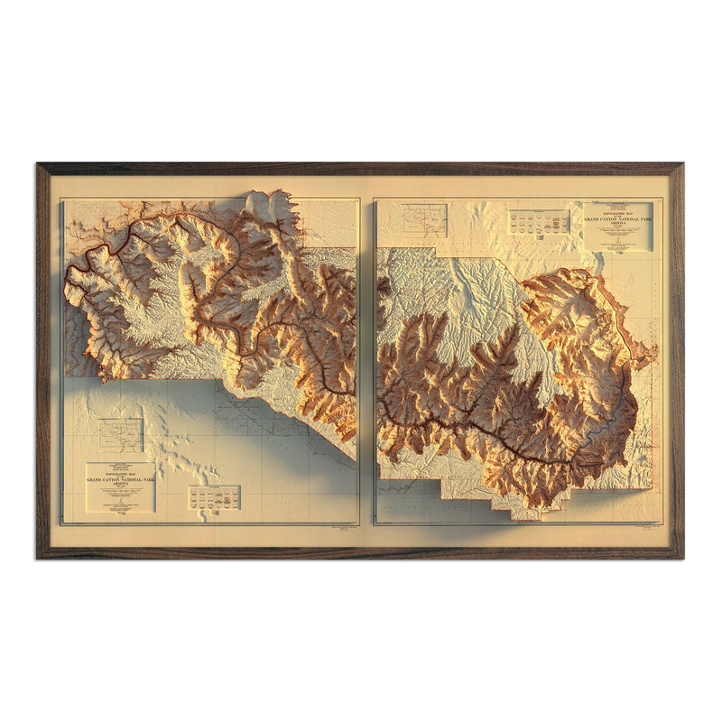 Grand Canyon 1948 Shaded Relief Map - Muir Way - Vintage Relief