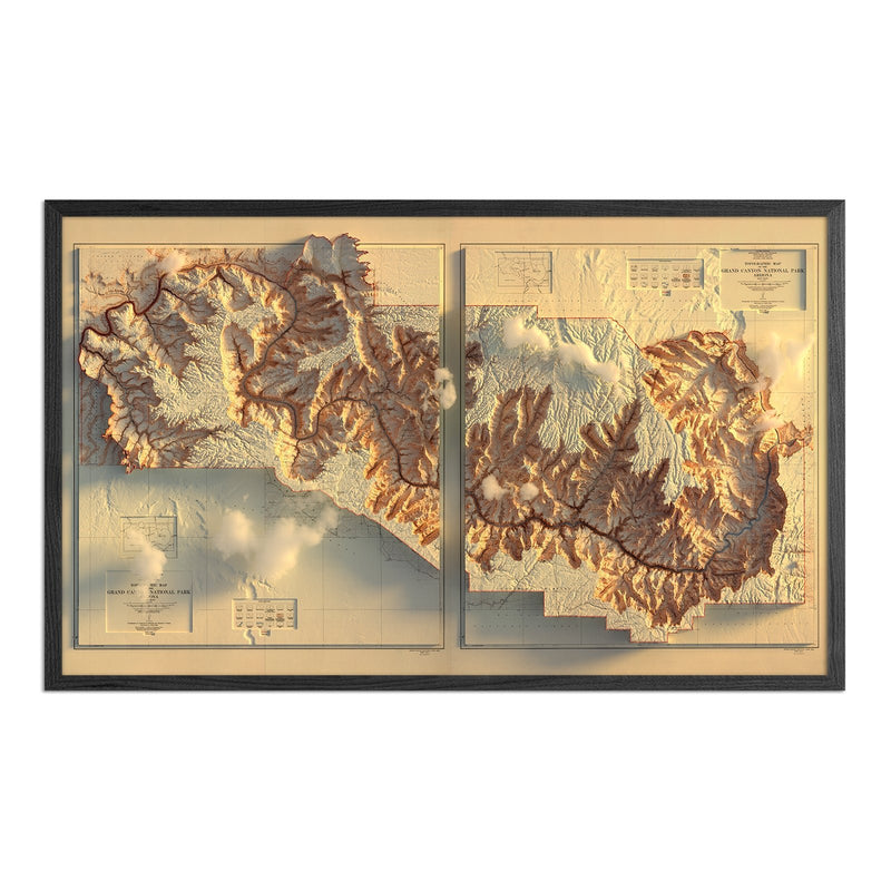 Grand Canyon 1948 Shaded Relief Map - Muir Way - Vintage Relief