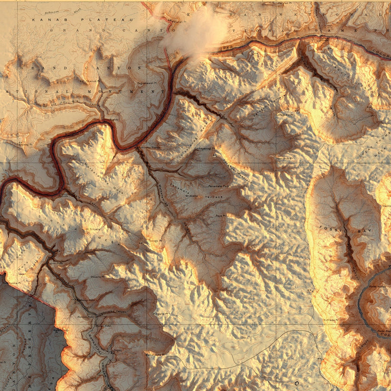 Grand Canyon 1948 Shaded Relief Map - Muir Way - Vintage Relief