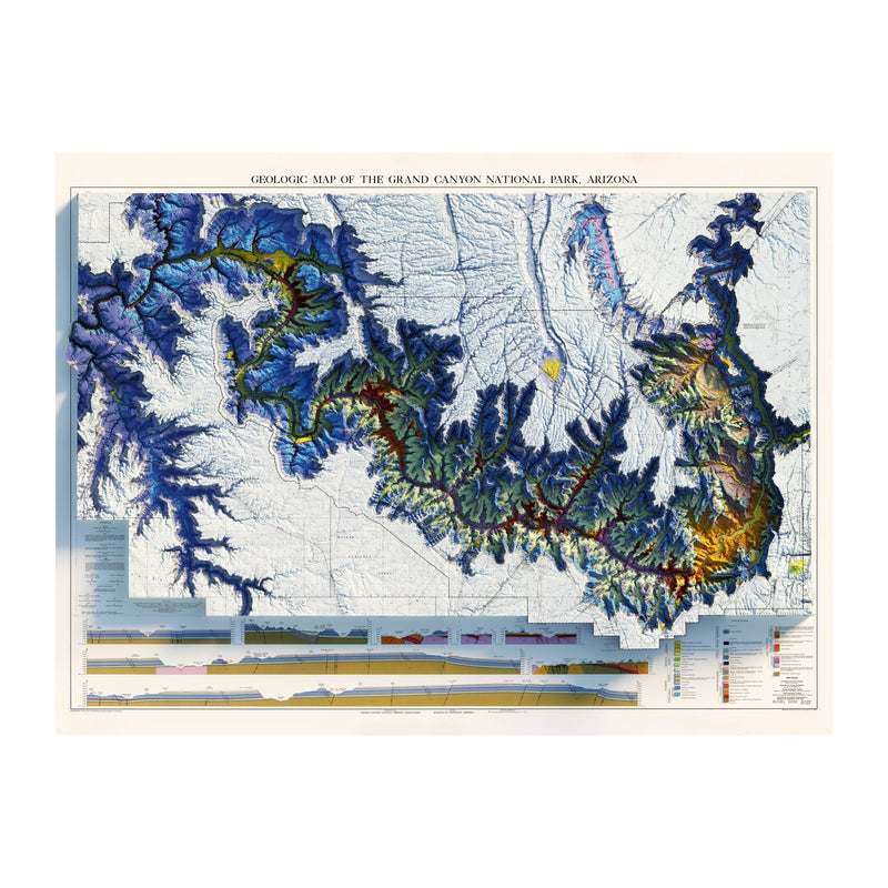 Grand Canyon 1976 Shaded Relief Map - Muir Way - Vintage Relief