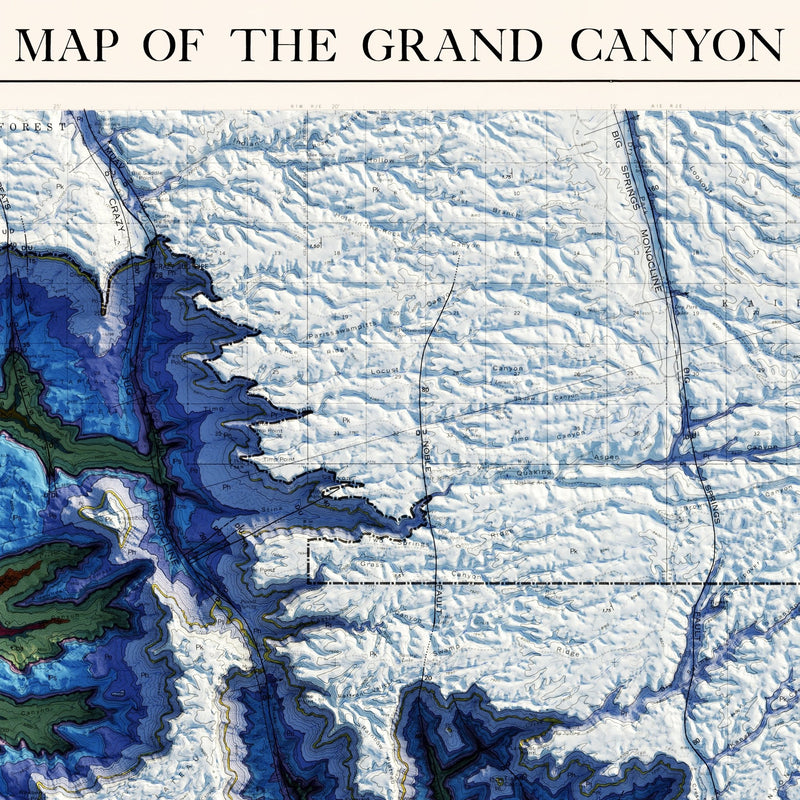 Grand Canyon 1976 Shaded Relief Map - Muir Way - Vintage Relief