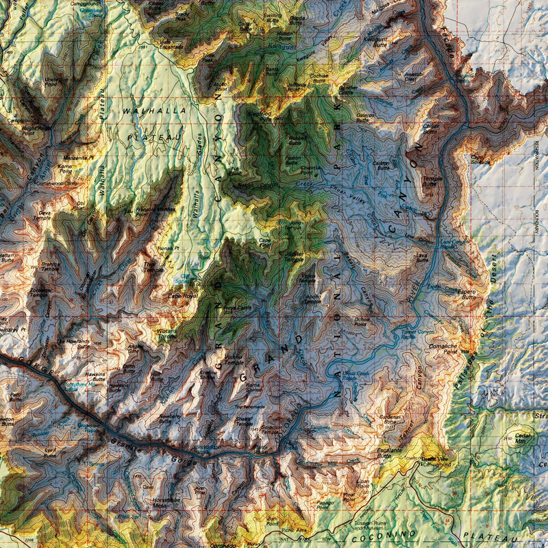 Grand Canyon 1984 Shaded Relief Map - Muir Way - Vintage Relief