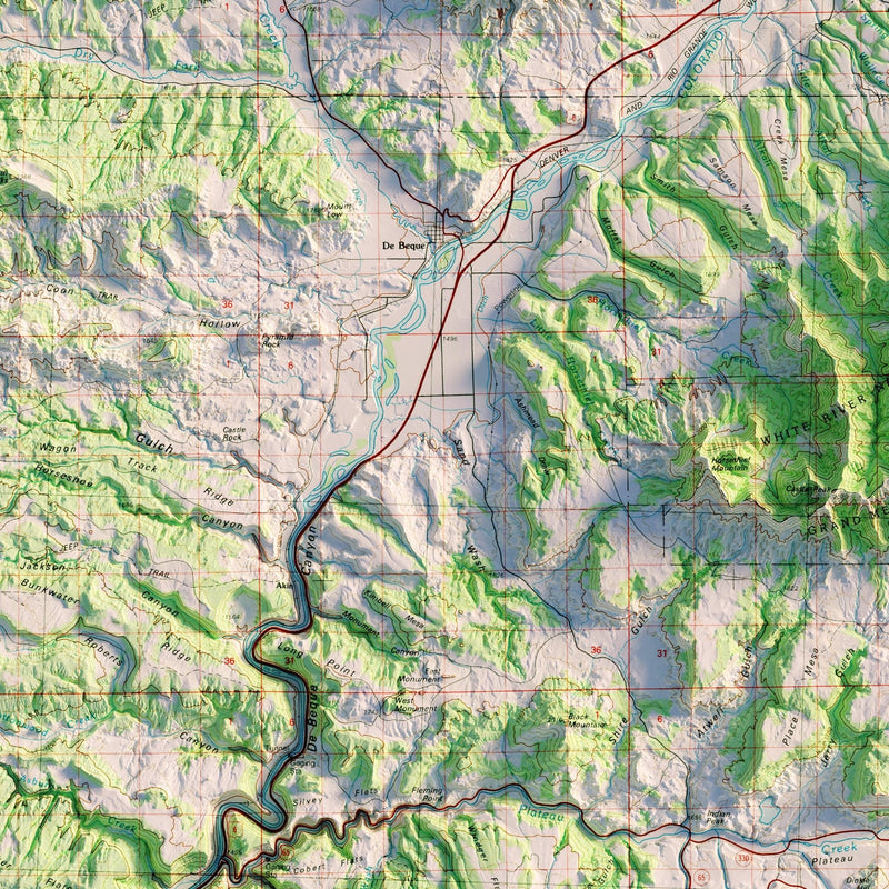 Grand Junction 1981 Shaded Relief Map - Muir Way - Vintage Relief