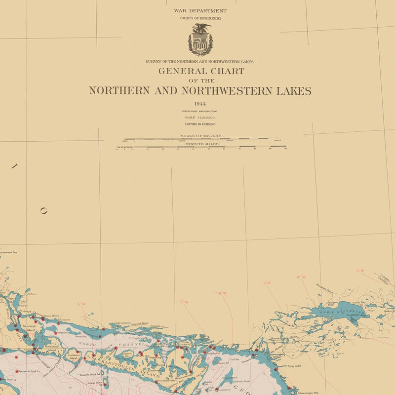 Great Lakes Nautical Chart 1944 - Muir Way - Vintage Map