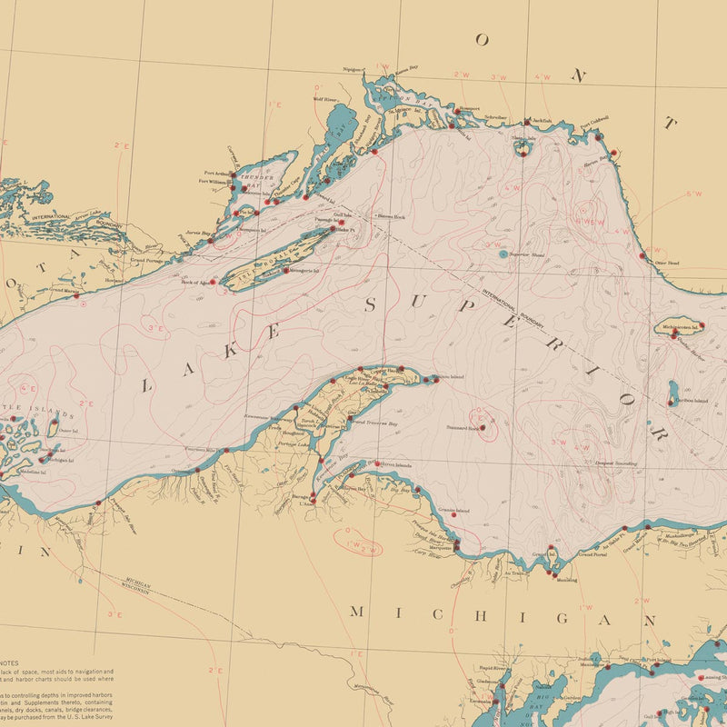 Great Lakes Nautical Chart 1944 - Muir Way - Vintage Map
