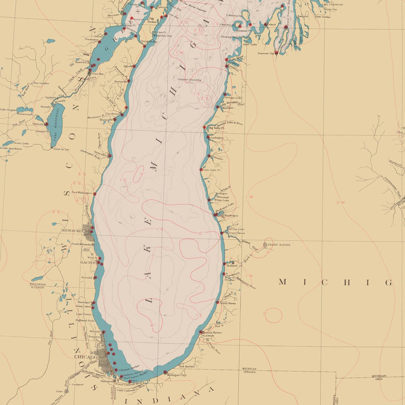 Great Lakes Nautical Chart 1944 - Muir Way - Vintage Map