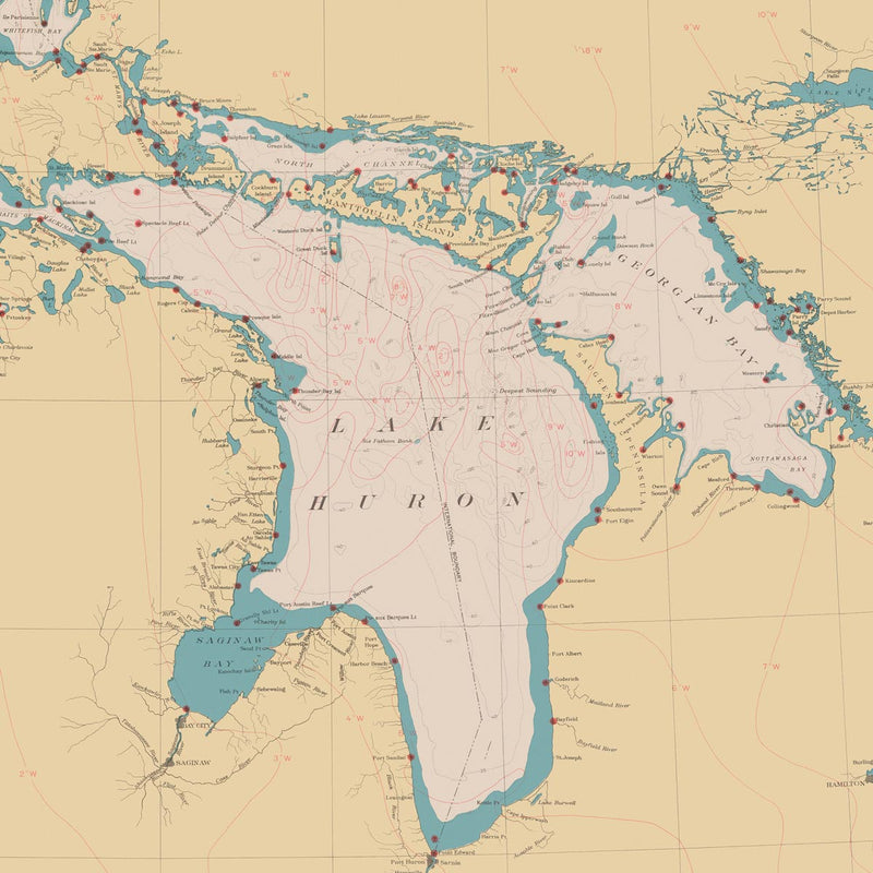 Great Lakes Nautical Chart 1944 - Muir Way - Vintage Map