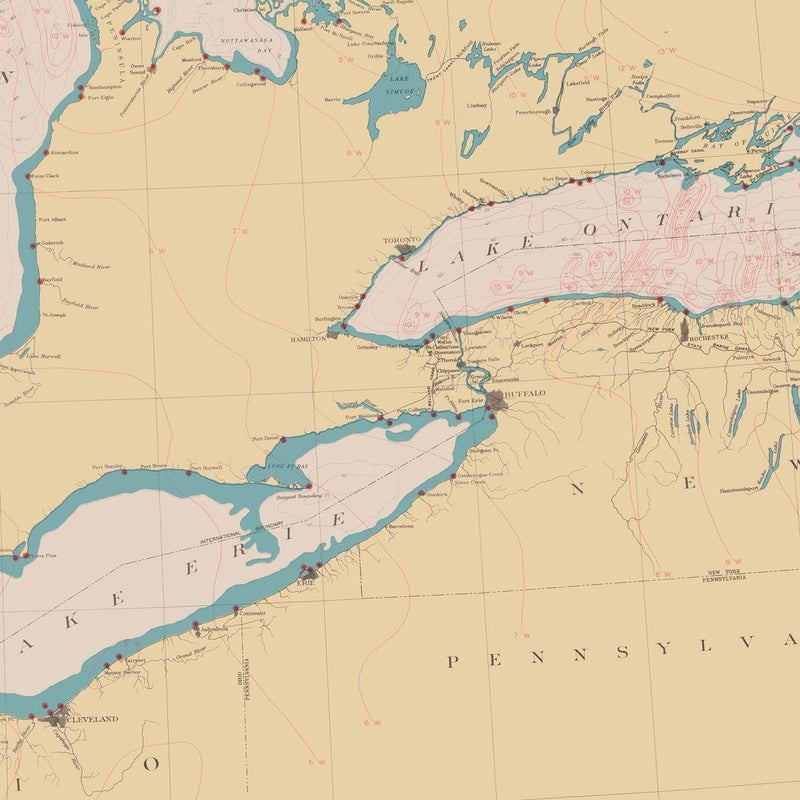 Great Lakes Nautical Chart 1944 - Muir Way - Vintage Map