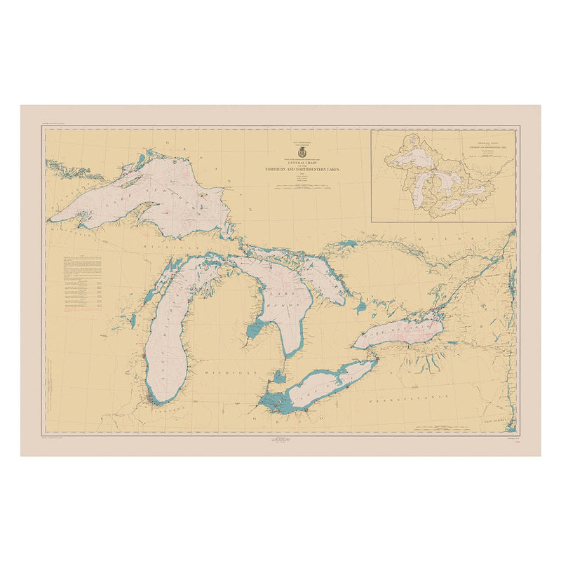 Great Lakes Nautical Chart 1944 - Muir Way - Vintage Map
