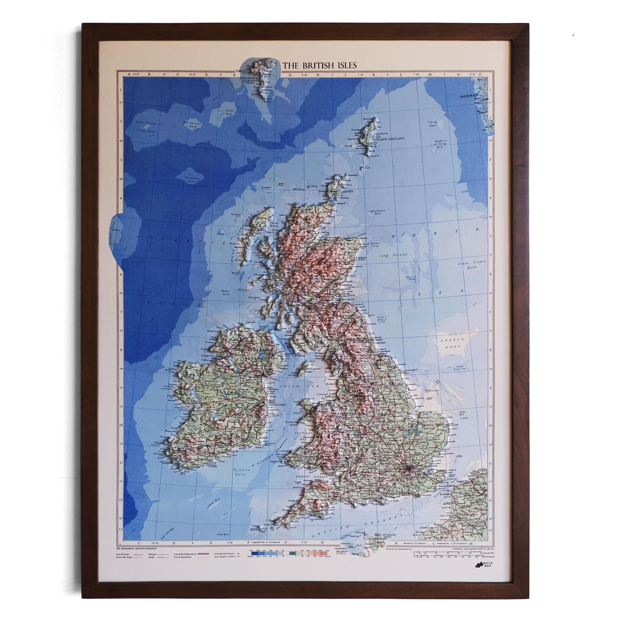Great Britain 1955 3D Raised Relief Map - Muir Way - 3D
