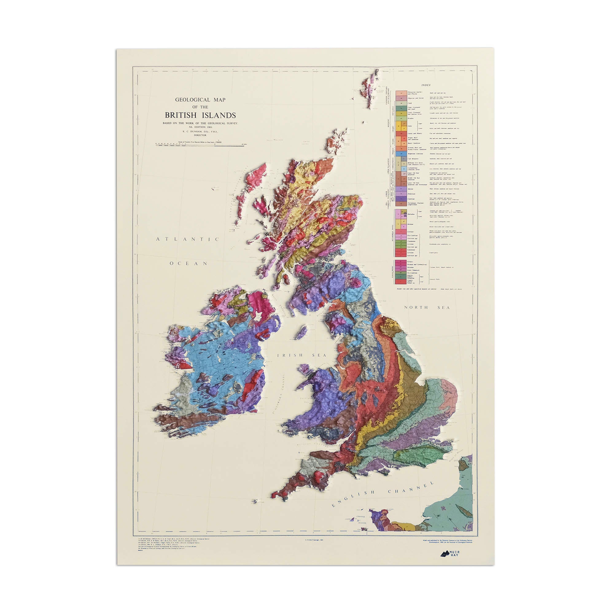 Great Britain 1969 3D Raised Relief Map - Muir Way - 3D