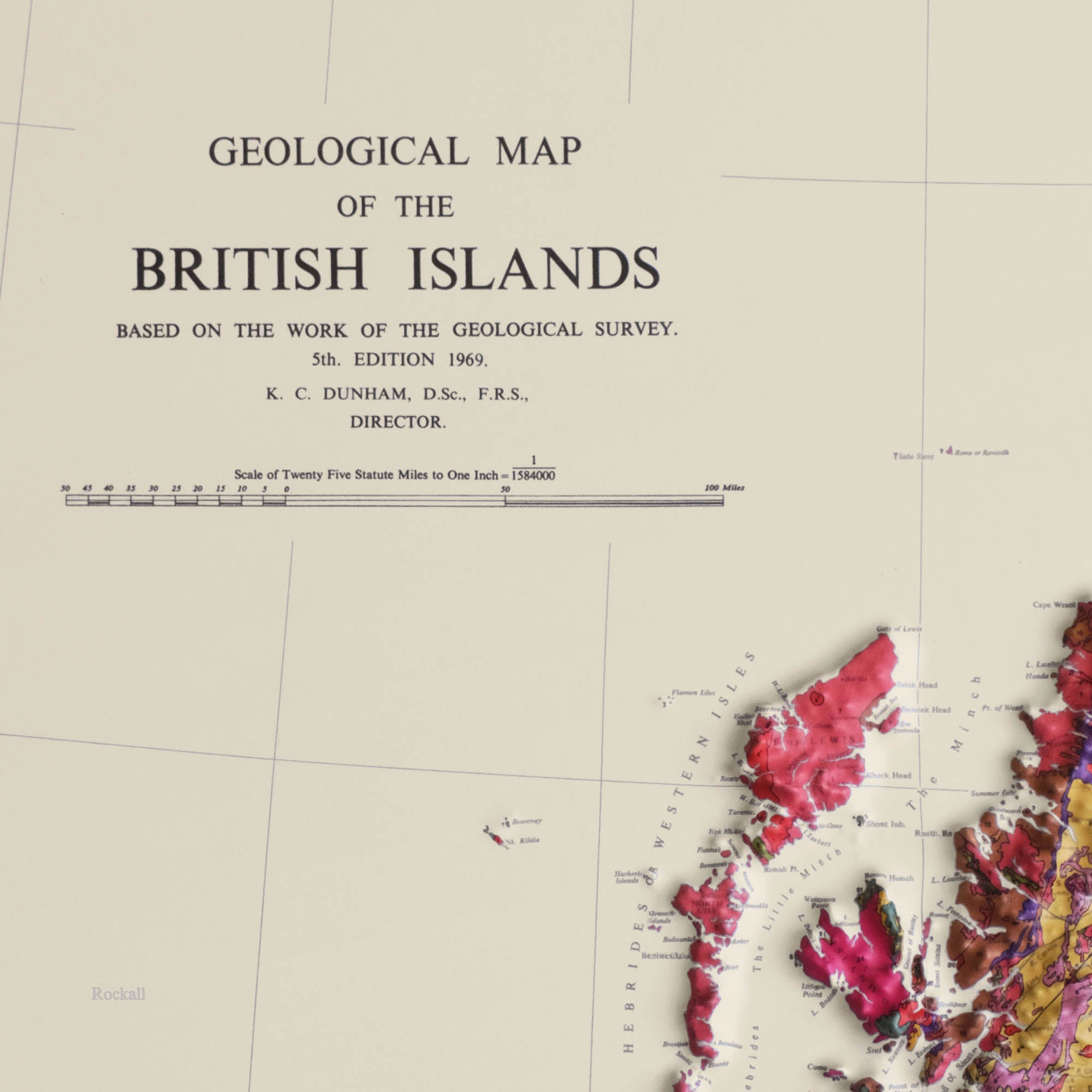 Great Britain 1969 3D Raised Relief Map - Muir Way - 3D