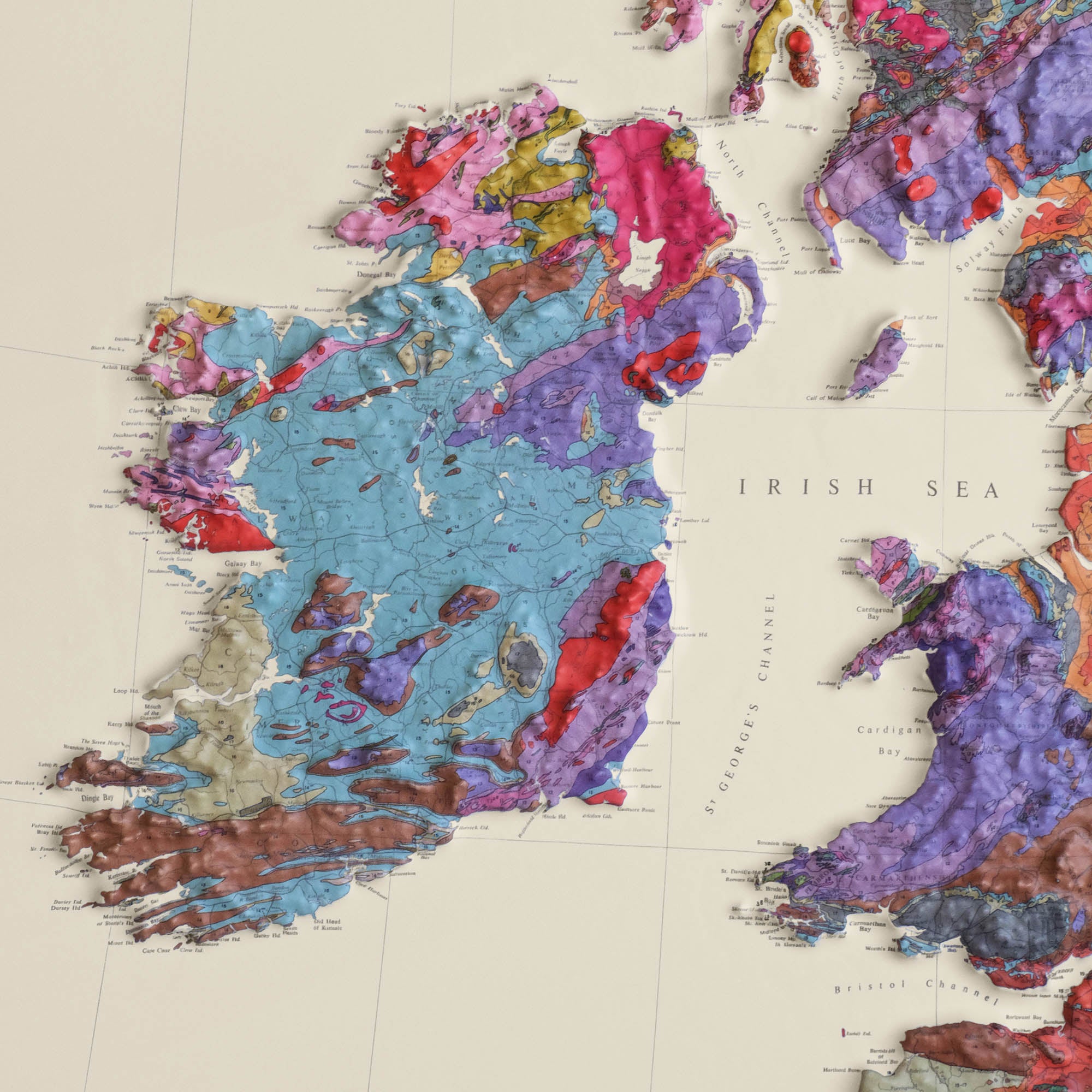 Great Britain 1969 3D Raised Relief Map - Muir Way - 3D