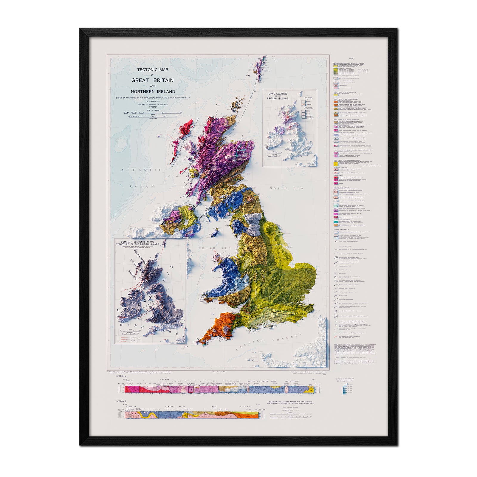 Vintage Relief Map of Great Britain and Northern Ireland (1966