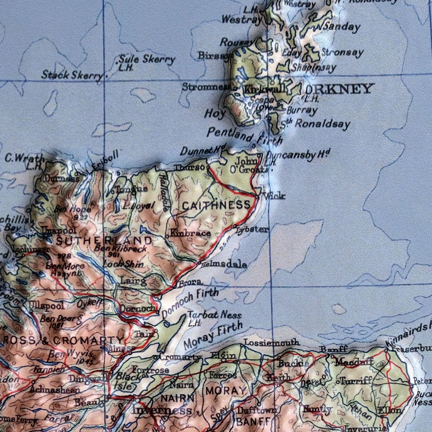 Great Britain 1955 3D Raised Relief Map - Muir Way - 3D