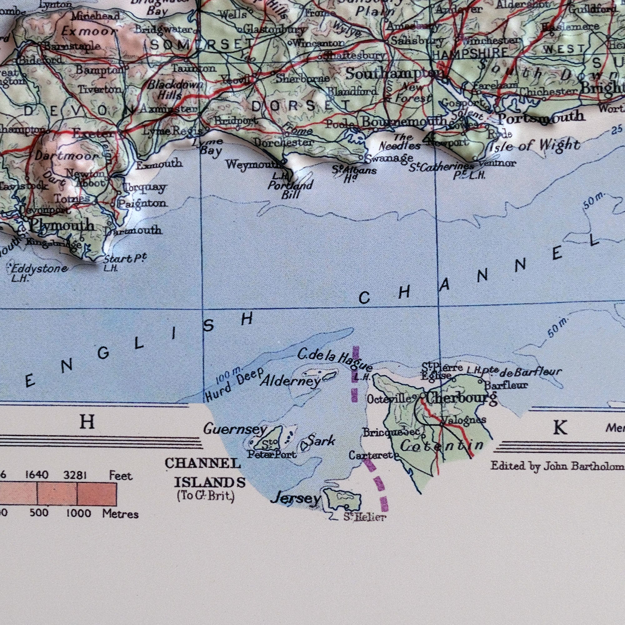Great Britain 1955 3D Raised Relief Map - Muir Way - 3D