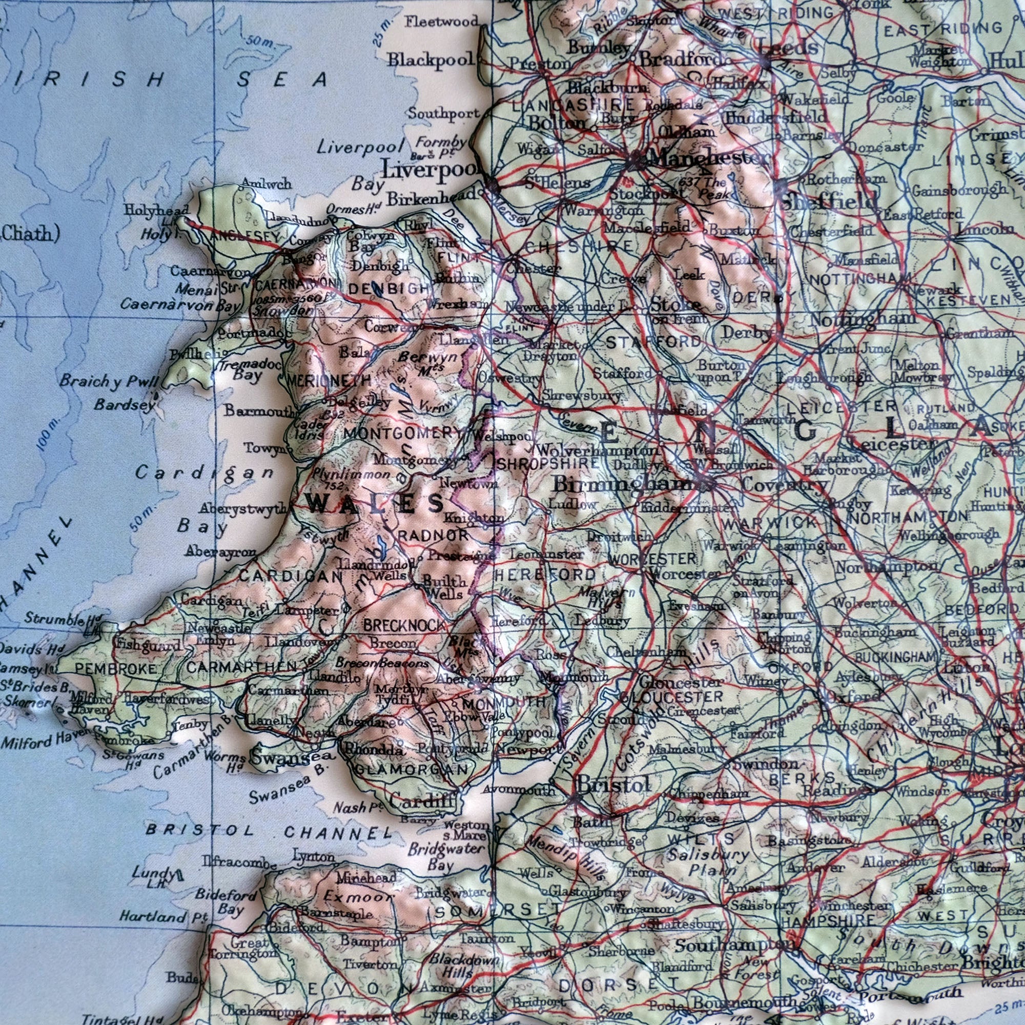 Great Britain 1955 3D Raised Relief Map - Muir Way - 3D