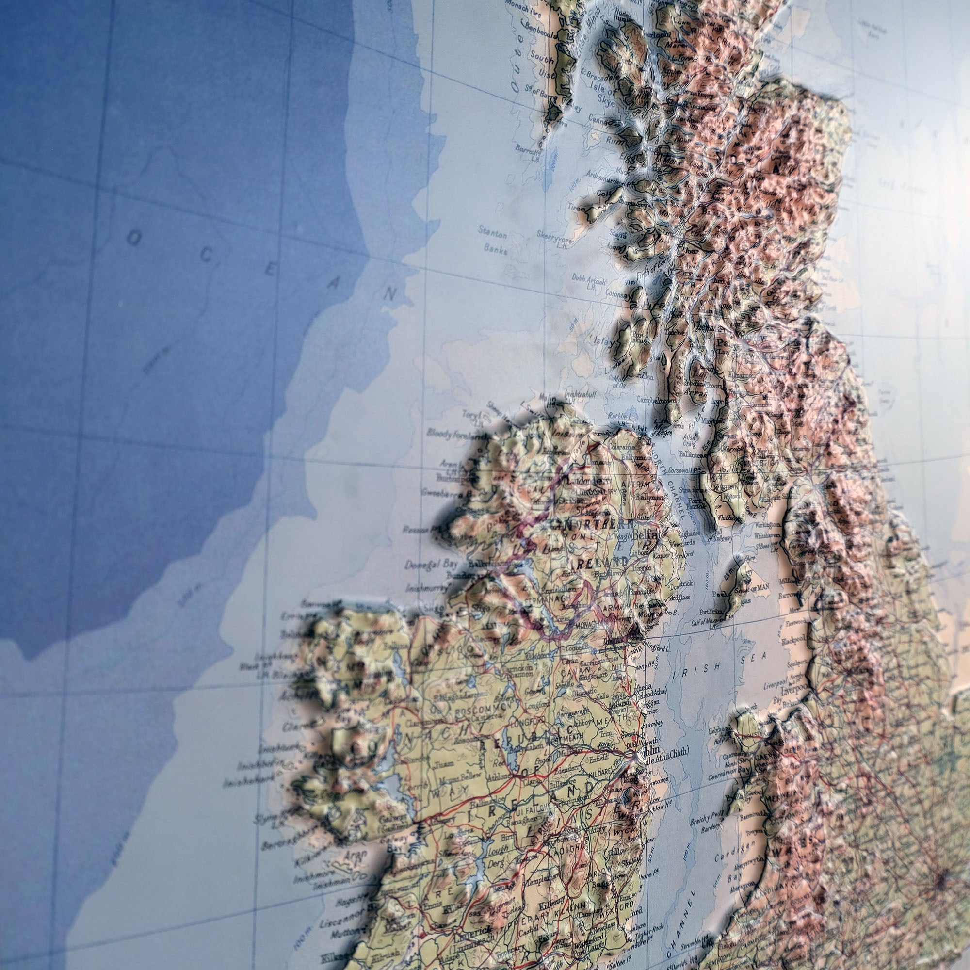Great Britain 1955 3D Raised Relief Map - Muir Way - 3D