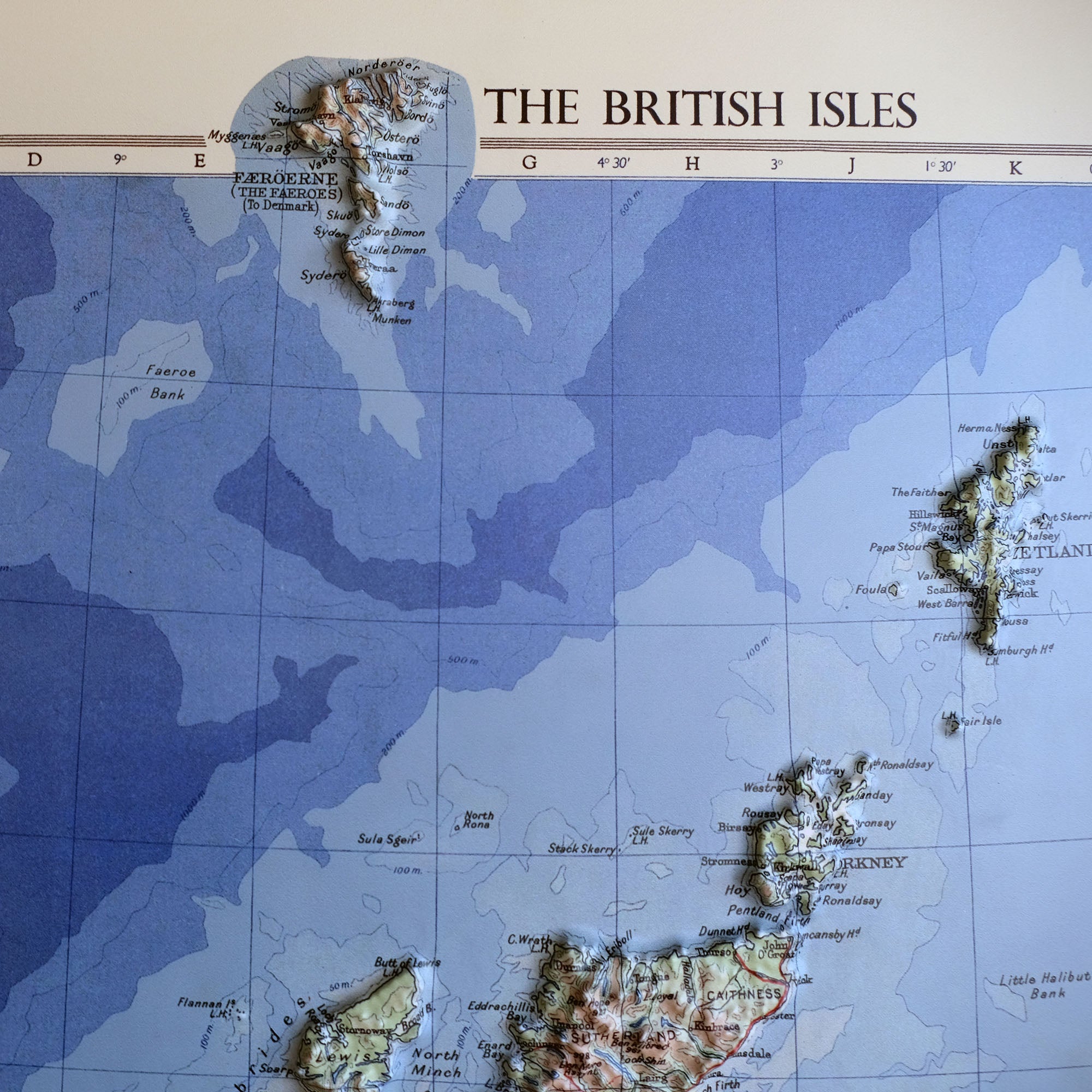 Great Britain 1955 3D Raised Relief Map - Muir Way - 3D