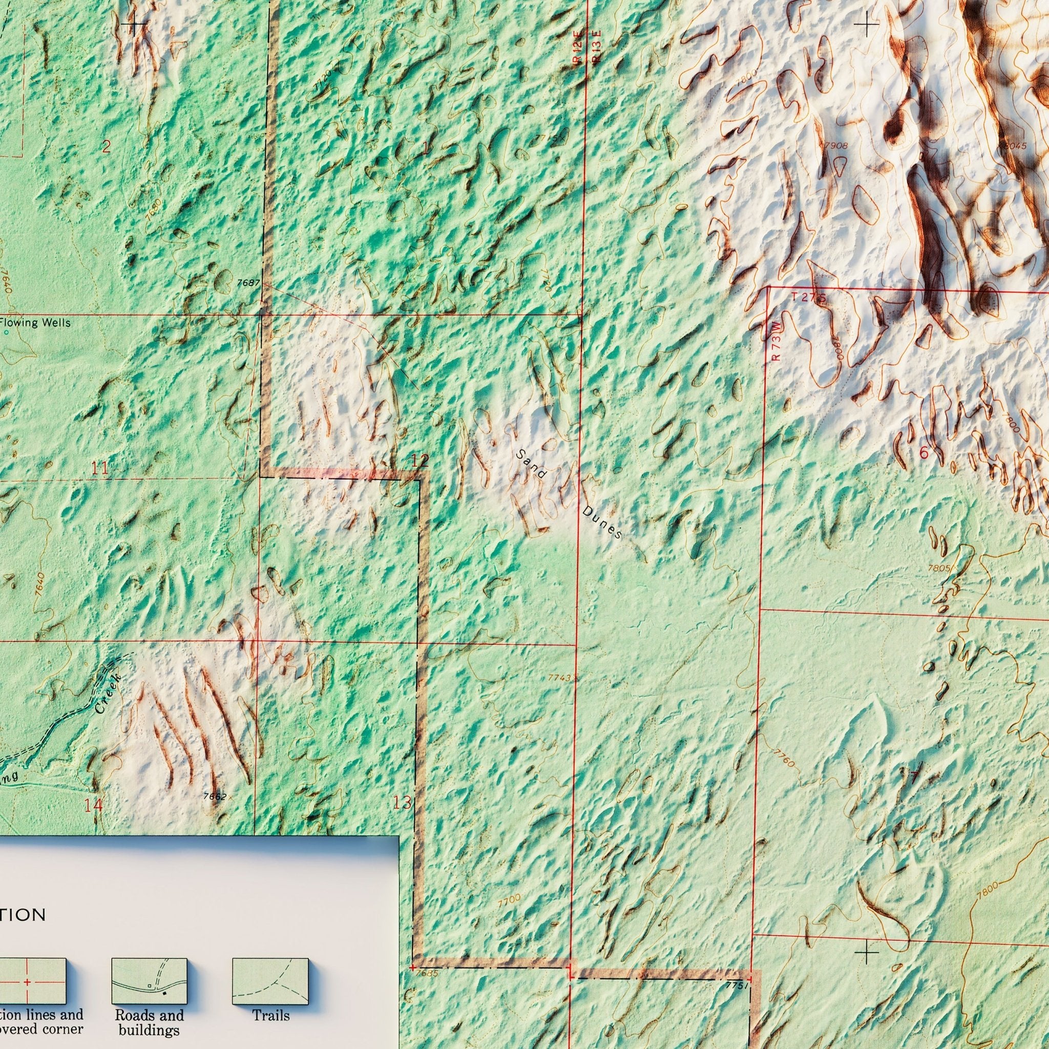 Great Sand Dunes National Park 1967 Shaded Relief Map - Muir Way - Vintage Relief