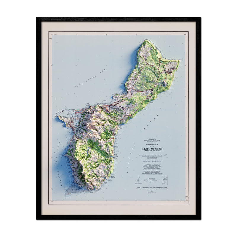 Guam 1965 Shaded Relief Map - Muir Way - Vintage Relief