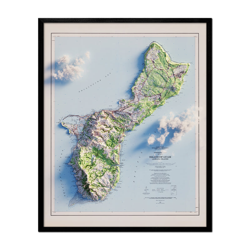 Guam 1965 Shaded Relief Map - Muir Way - Vintage Relief