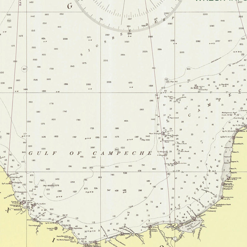Gulf of Mexico Nautical Chart 1947 - Muir Way - Vintage Map