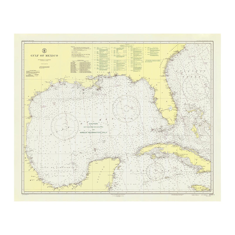 Gulf of Mexico Nautical Chart 1947 - Muir Way - Vintage Map