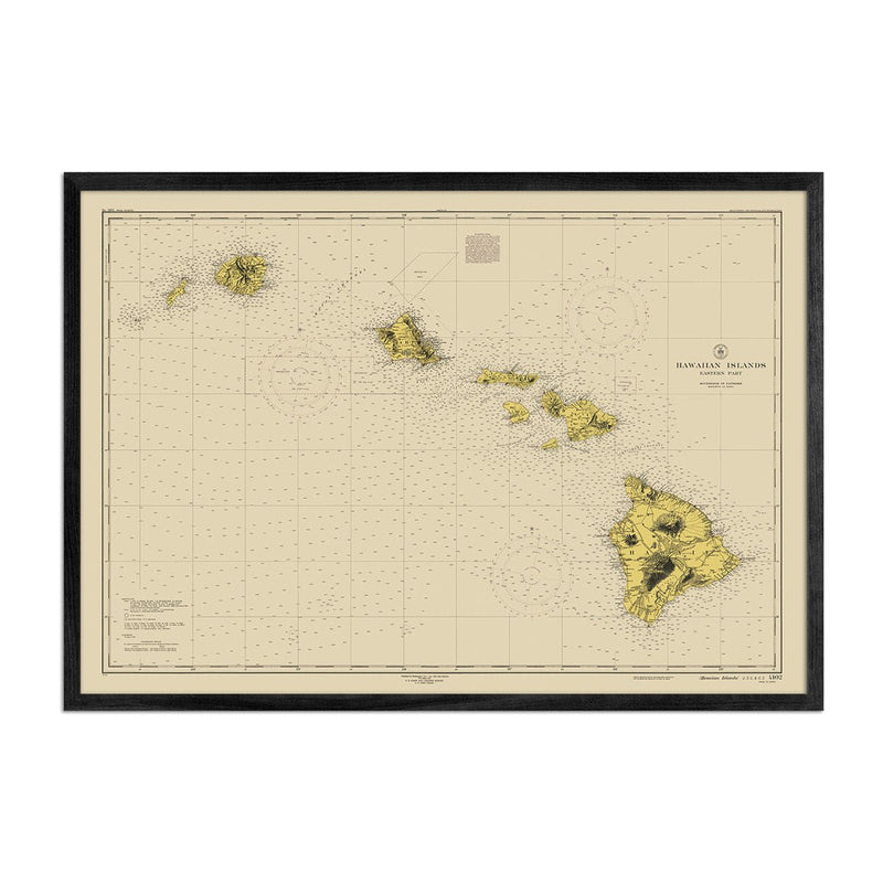 Hawaiian Islands Nautical Chart 1947 - Muir Way - Vintage Map