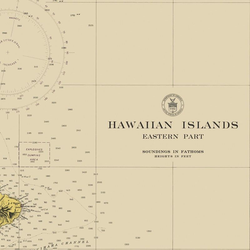 Hawaiian Islands Nautical Chart 1947 - Muir Way - Vintage Map