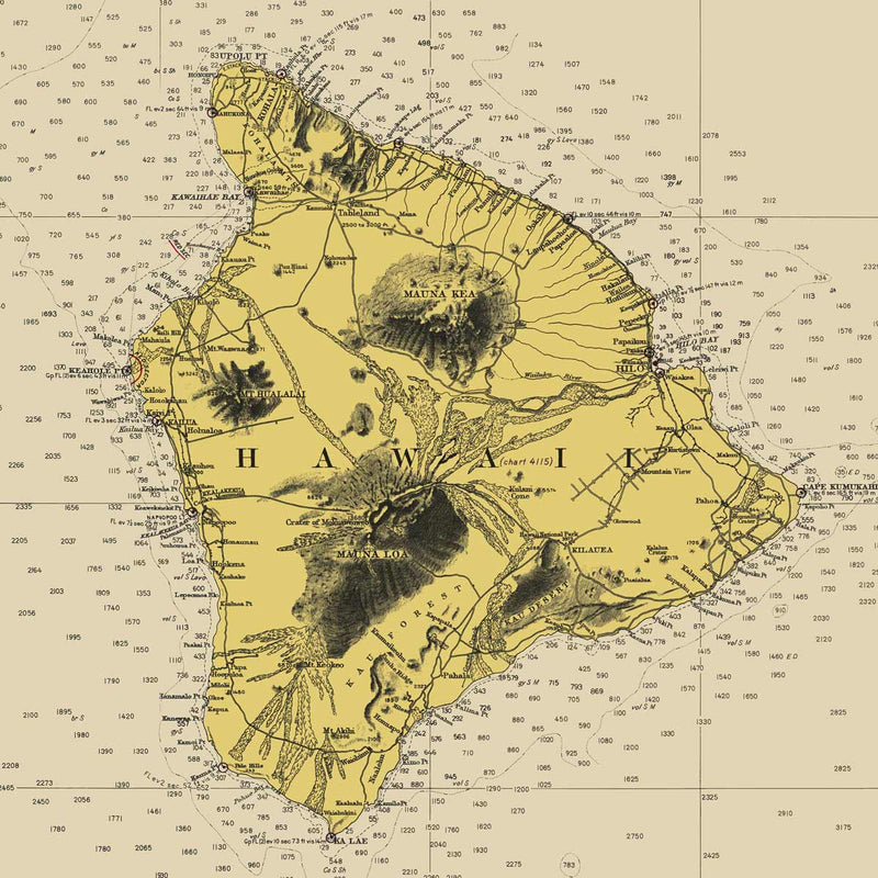 Hawaiian Islands Nautical Chart 1947 - Muir Way - Vintage Map
