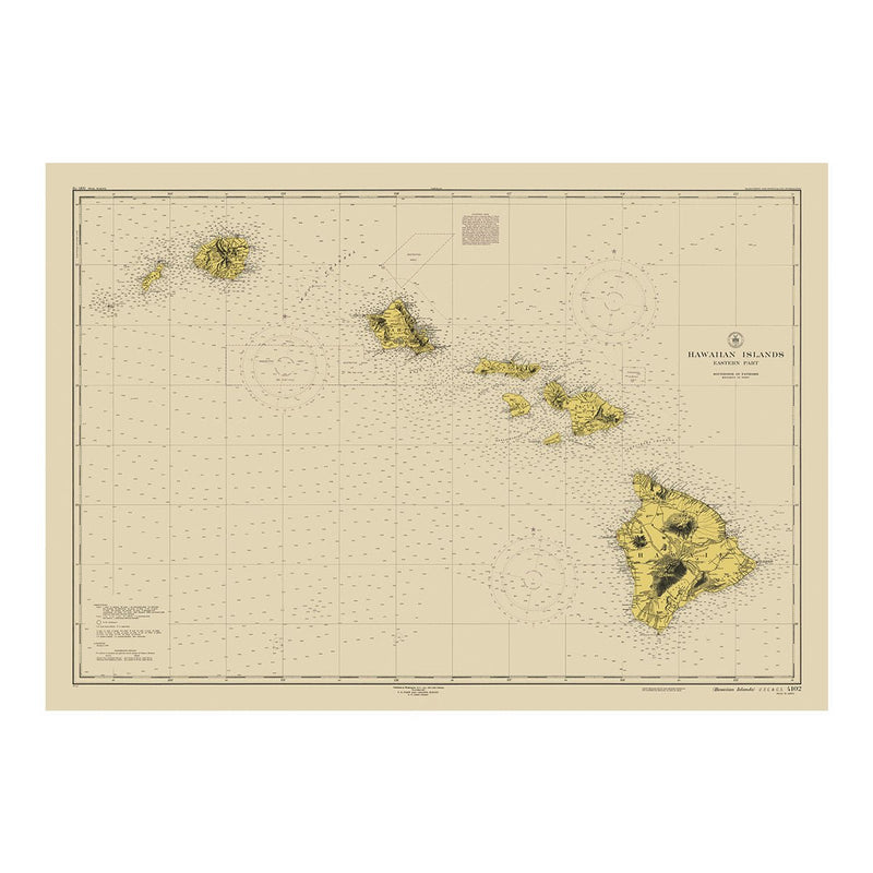 Hawaiian Islands Nautical Chart 1947 - Muir Way - Vintage Map