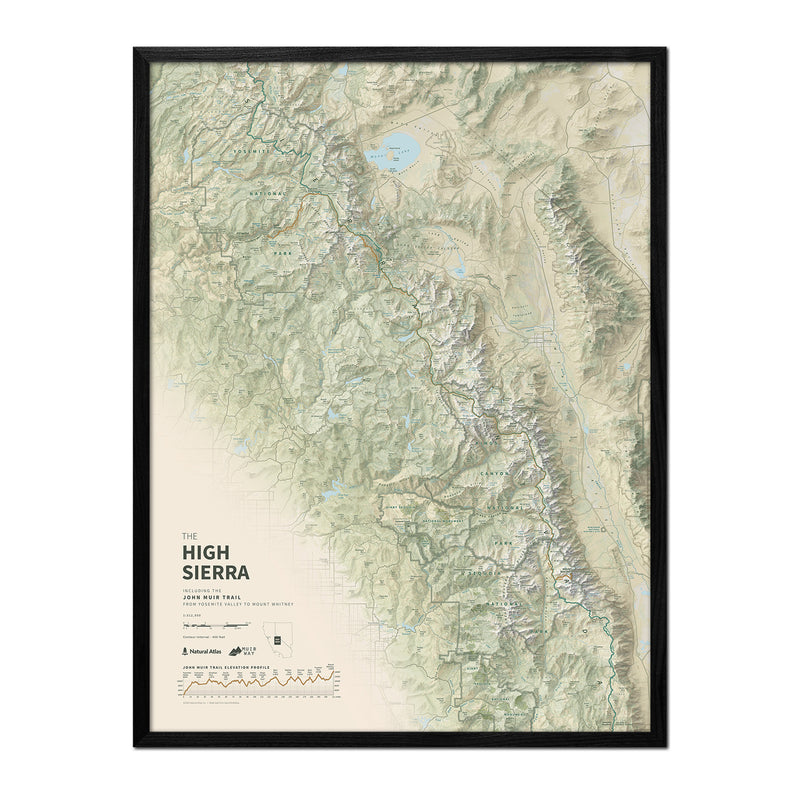 The John Muir Trail Shaded Relief Map - Muir Way - Natural Atlas