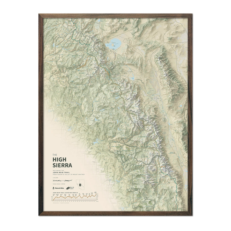 The John Muir Trail Shaded Relief Map - Muir Way - Natural Atlas