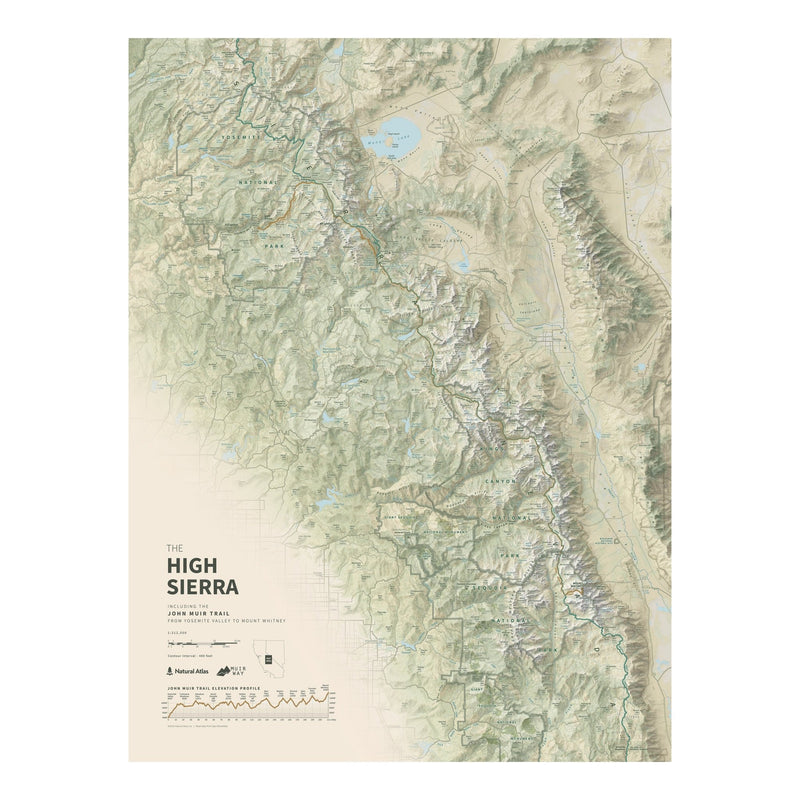 The John Muir Trail Shaded Relief Map - Muir Way - Natural Atlas