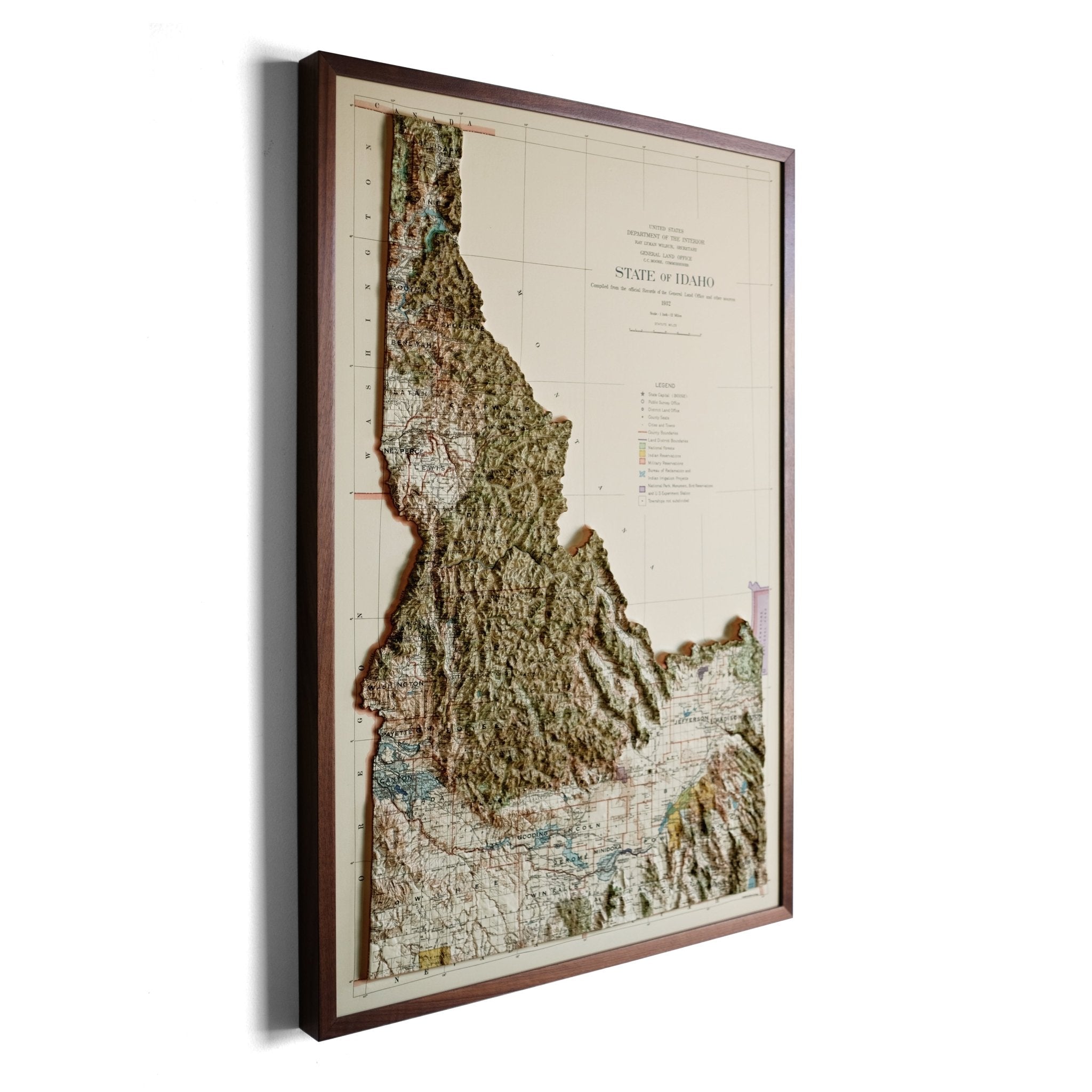 Idaho 1932 3D Raised Relief Map - Muir Way - 3D
