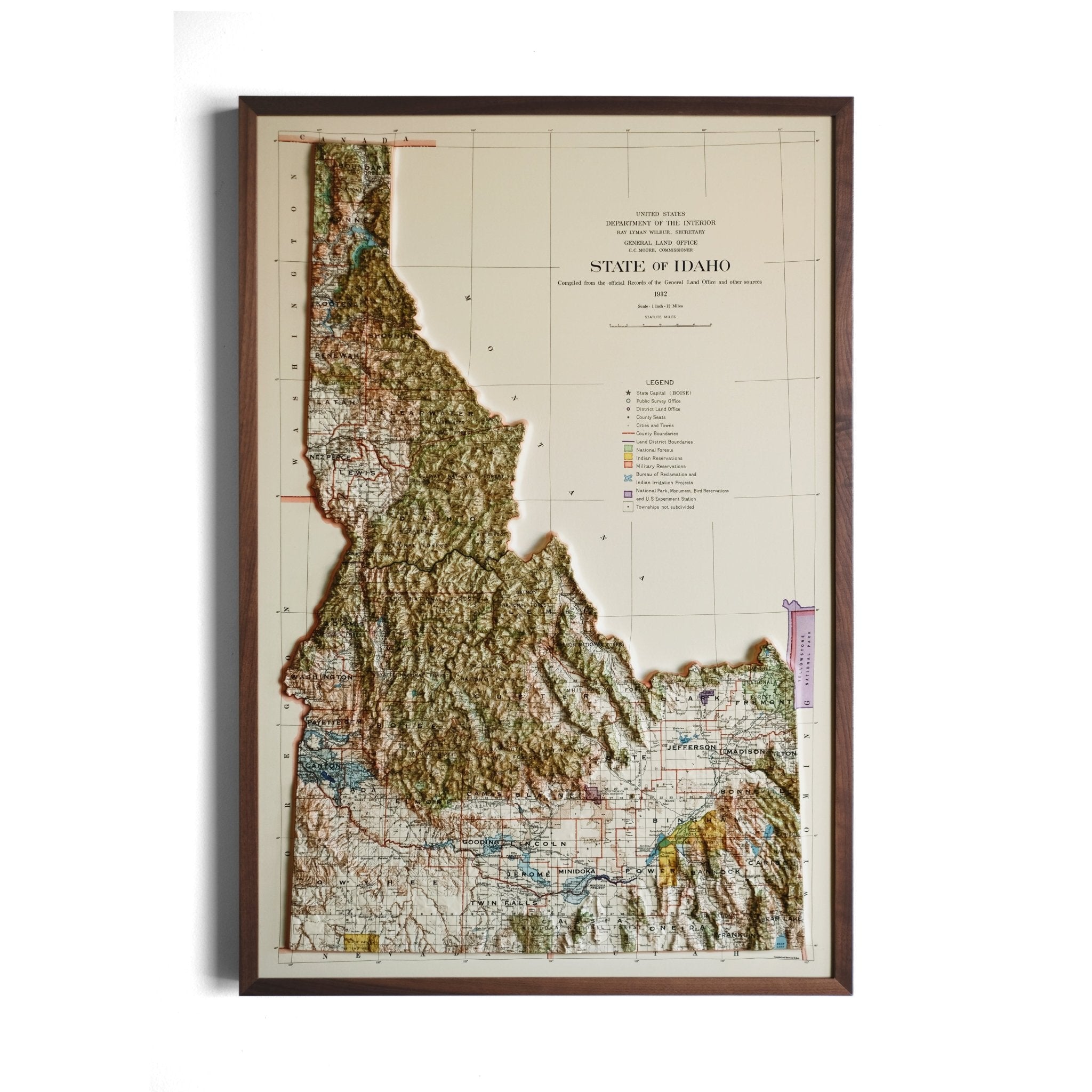 Idaho 1932 3D Raised Relief Map - Muir Way - 3D