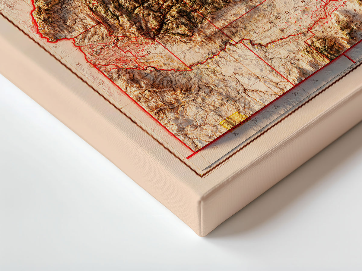 Idaho 1909 Shaded Relief Map – XL Canvas - Muir Way - XL Canvas