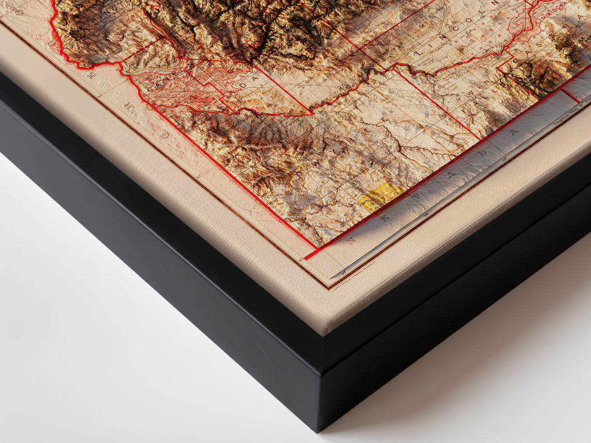 Idaho 1909 Shaded Relief Map – XL Canvas - Muir Way - XL Canvas