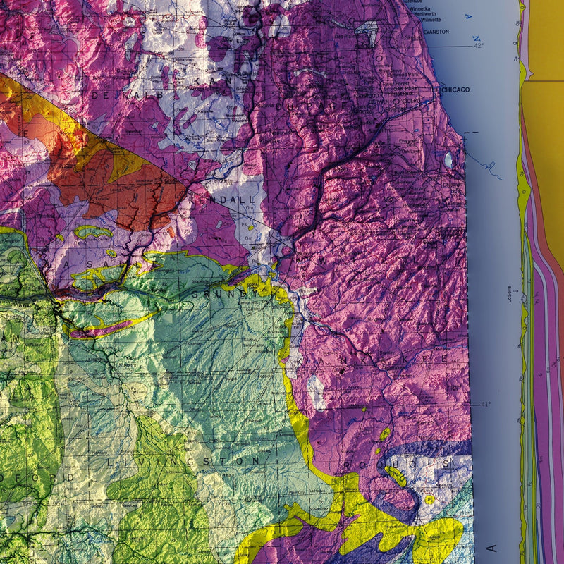 Illinois 1967 Shaded Relief Map - Muir Way - Vintage Relief
