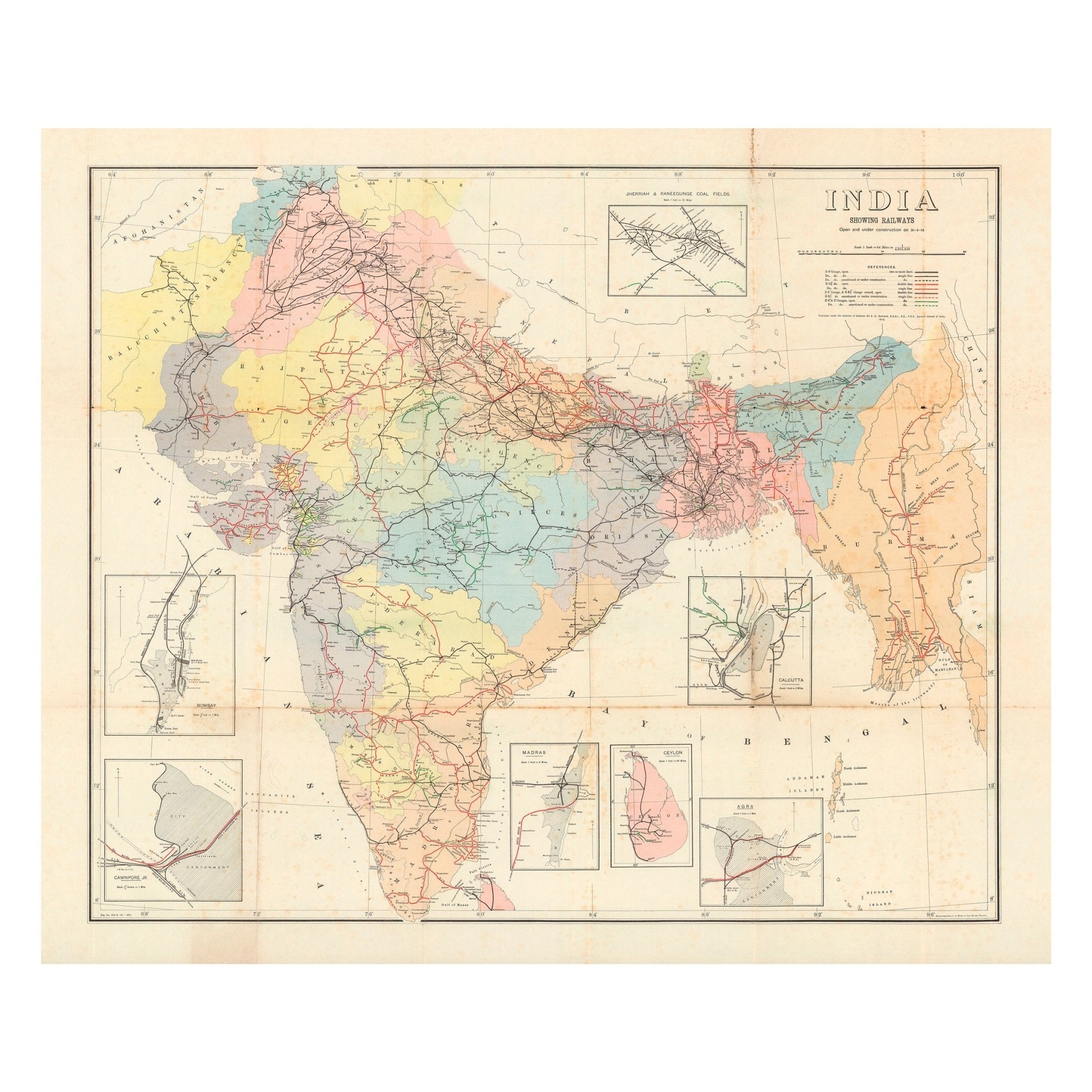 India Railways Map - Muir Way - Vintage Map