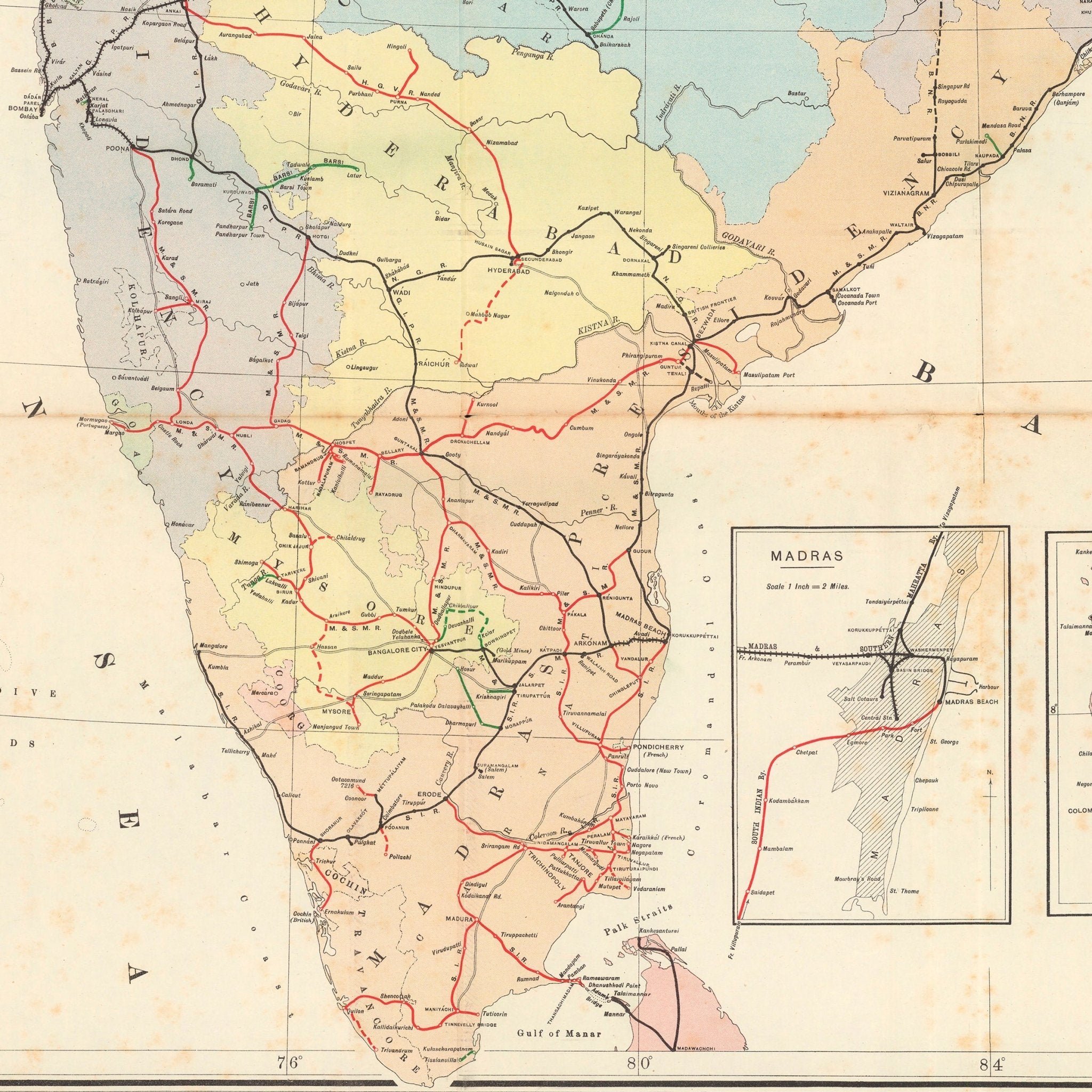 India Railways Map - Muir Way - Vintage Map