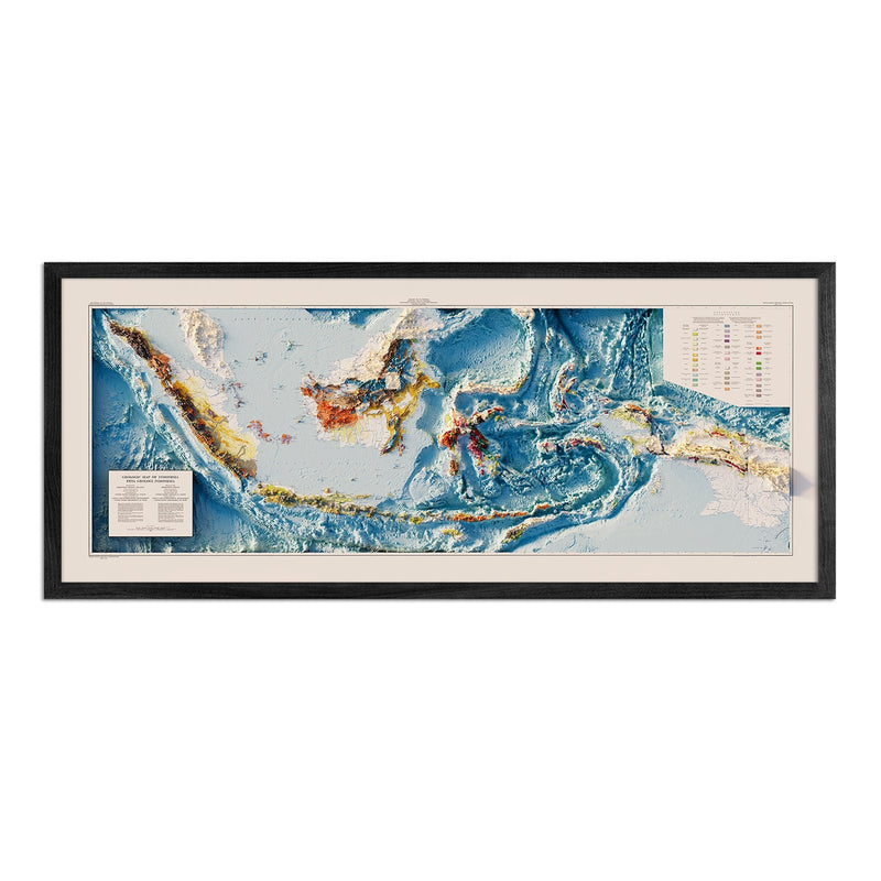 Indonesia 1965 Shaded Relief Map - Muir Way - Vintage Relief