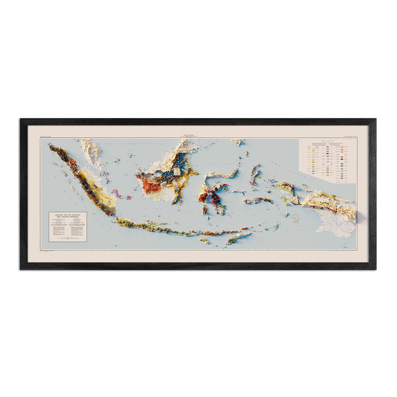 Indonesia 1965 Shaded Relief Map - Muir Way - Vintage Relief