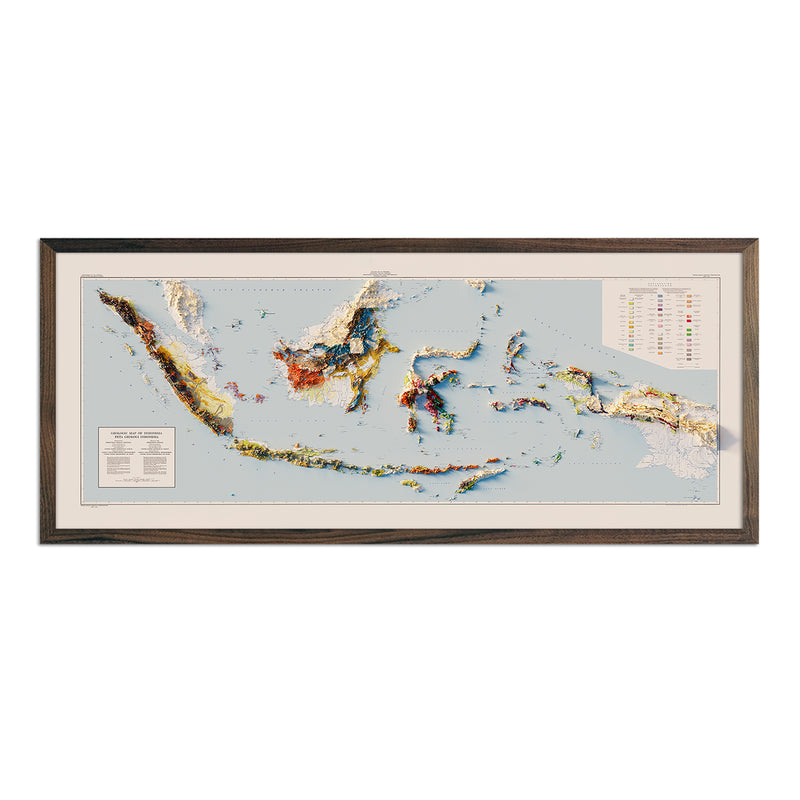 Indonesia 1965 Shaded Relief Map - Muir Way - Vintage Relief