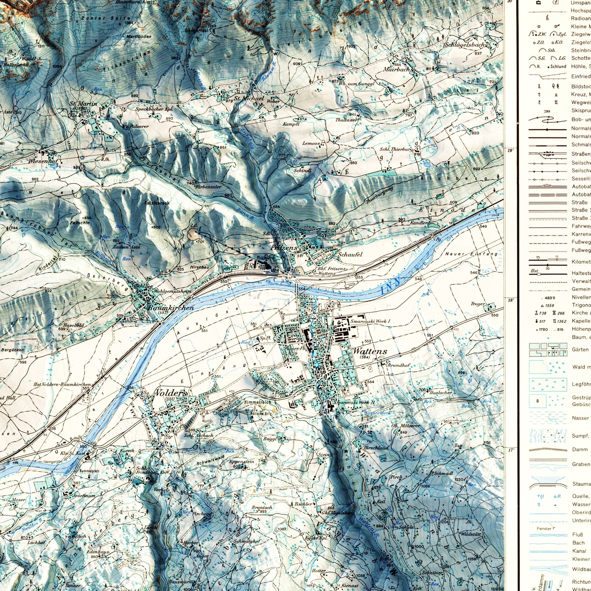 Innsbruck, Austria 1964 Shaded Relief Map - Muir Way - Vintage Relief