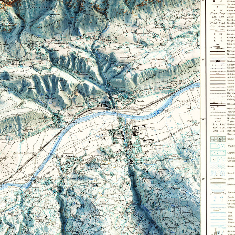 Innsbruck, Austria 1964 Shaded Relief Map - Muir Way - Vintage Relief