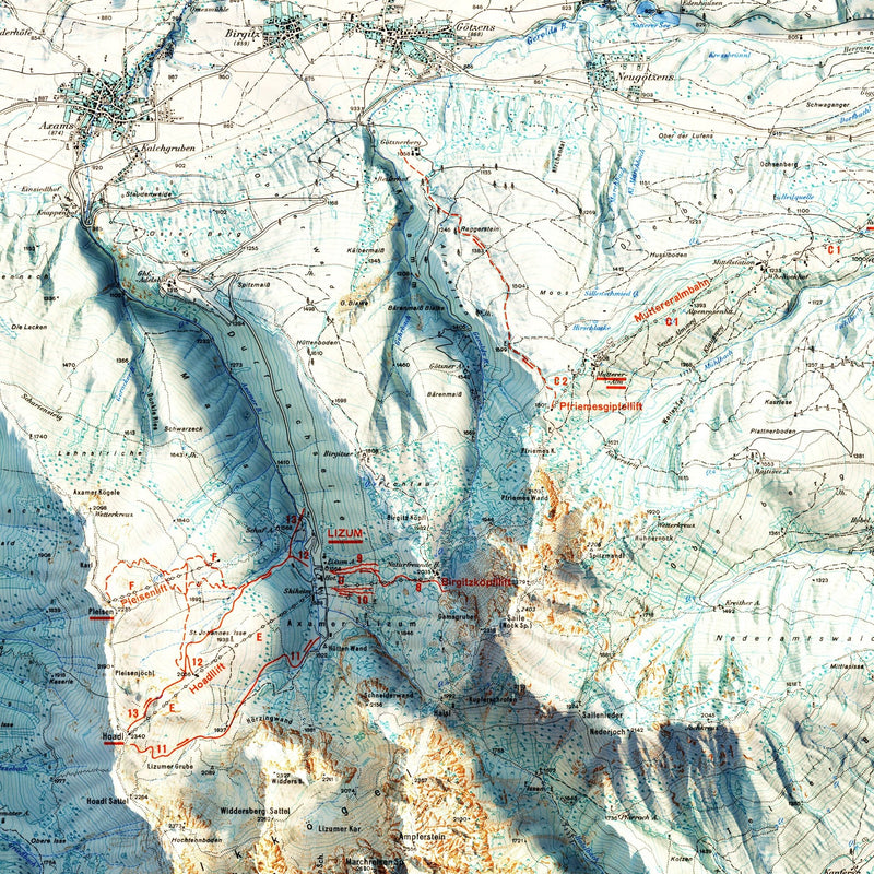 Innsbruck, Austria 1964 Shaded Relief Map - Muir Way - Vintage Relief
