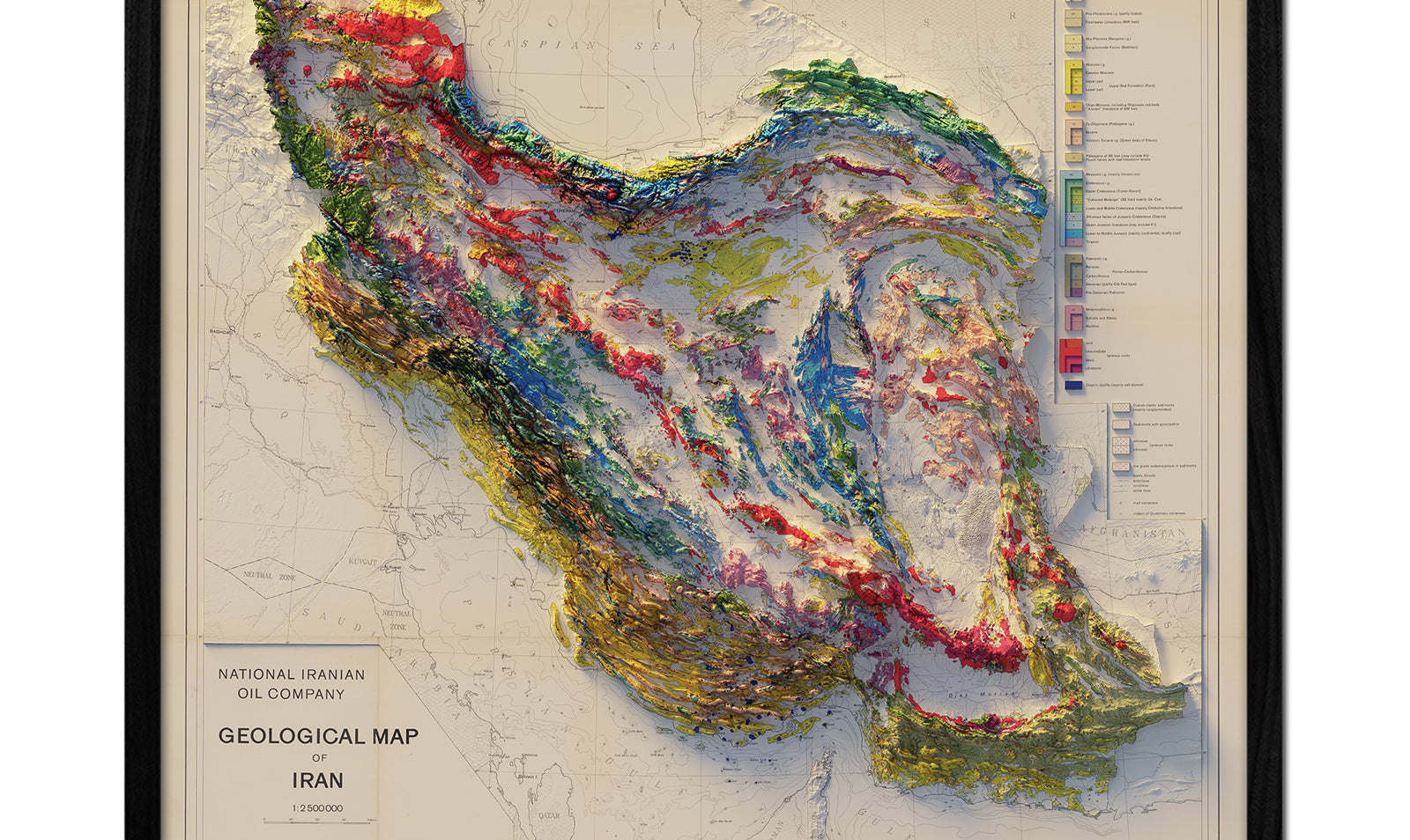 Vintage Relief Map of Iran - 1957