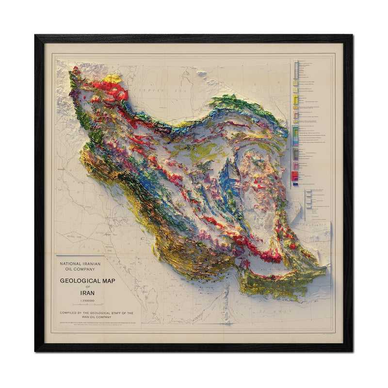 Iran 1957 Shaded Relief Map - Muir Way - Vintage Relief